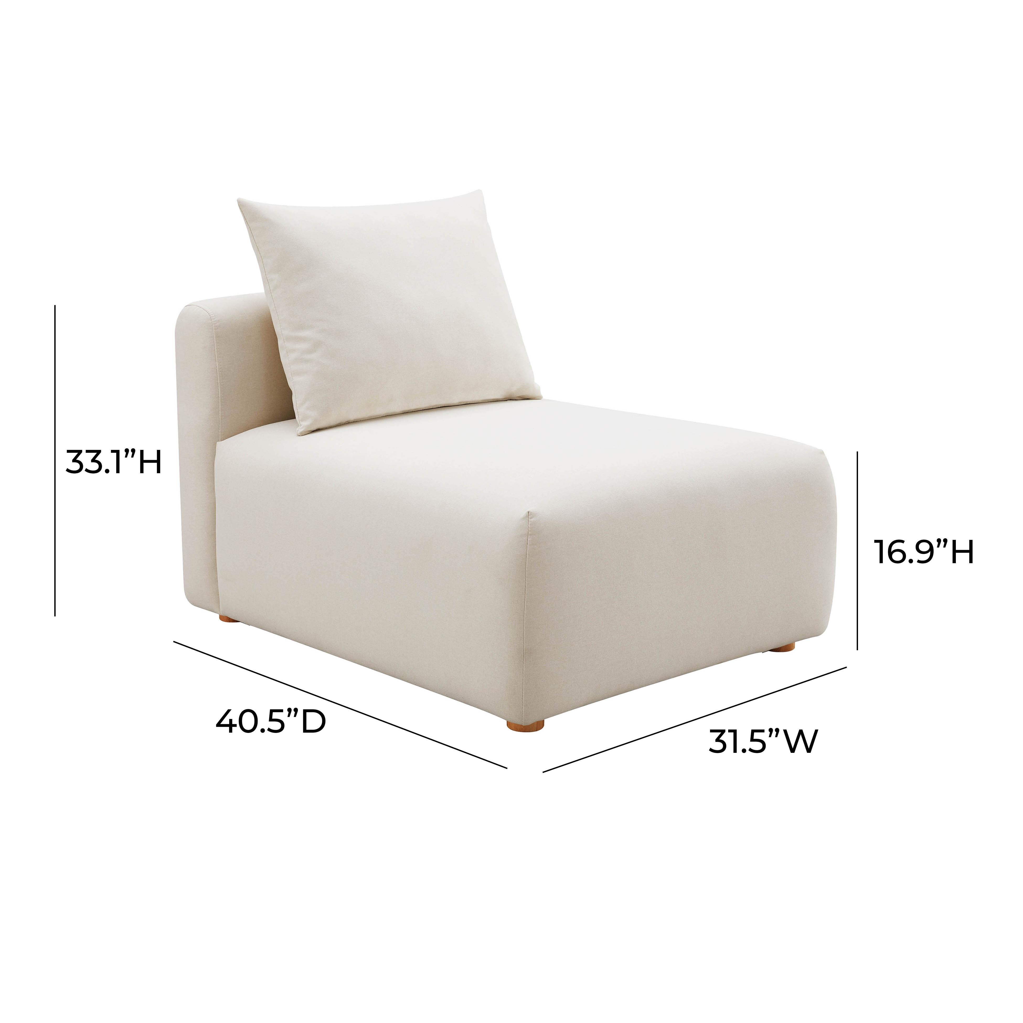 Hangover Cream Linen Modular Armless Chair - Image 3