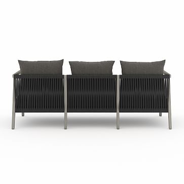 Rope & Wood Outdoor Sofa, 81", Charcoal & Weathered Gray - Image 1