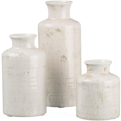 Ceramic Vase Set - 3 Small Vases, Rustic Home Decor, Modern Farmhouse; Ideal Shelf Décor, Table Décor, Bookshelf, Mantle, Entryway - Image 0