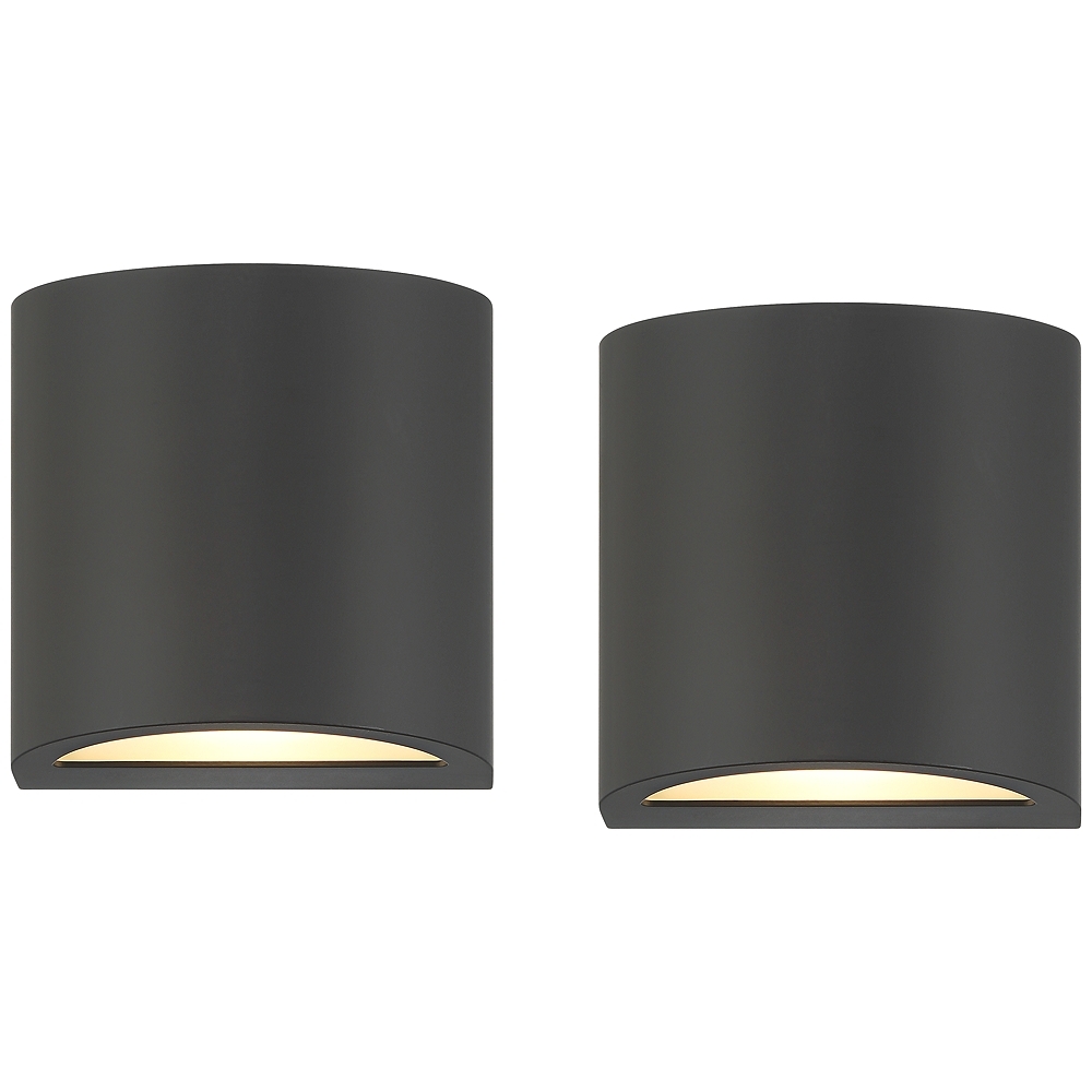 Marisha 4 3/4" High Black LED Outdoor Wall Light Set of 2 - Image 0