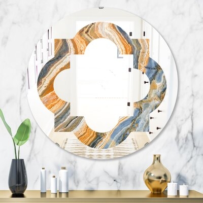 Quatrefoil Marbled Geode 4 Eclectic Frameless Wall Mirror - Image 0