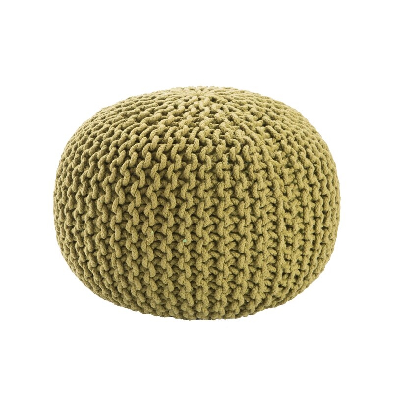 Spectrum Solid Cotton Pouf Ottoman Upholstery Color: Green - Image 0