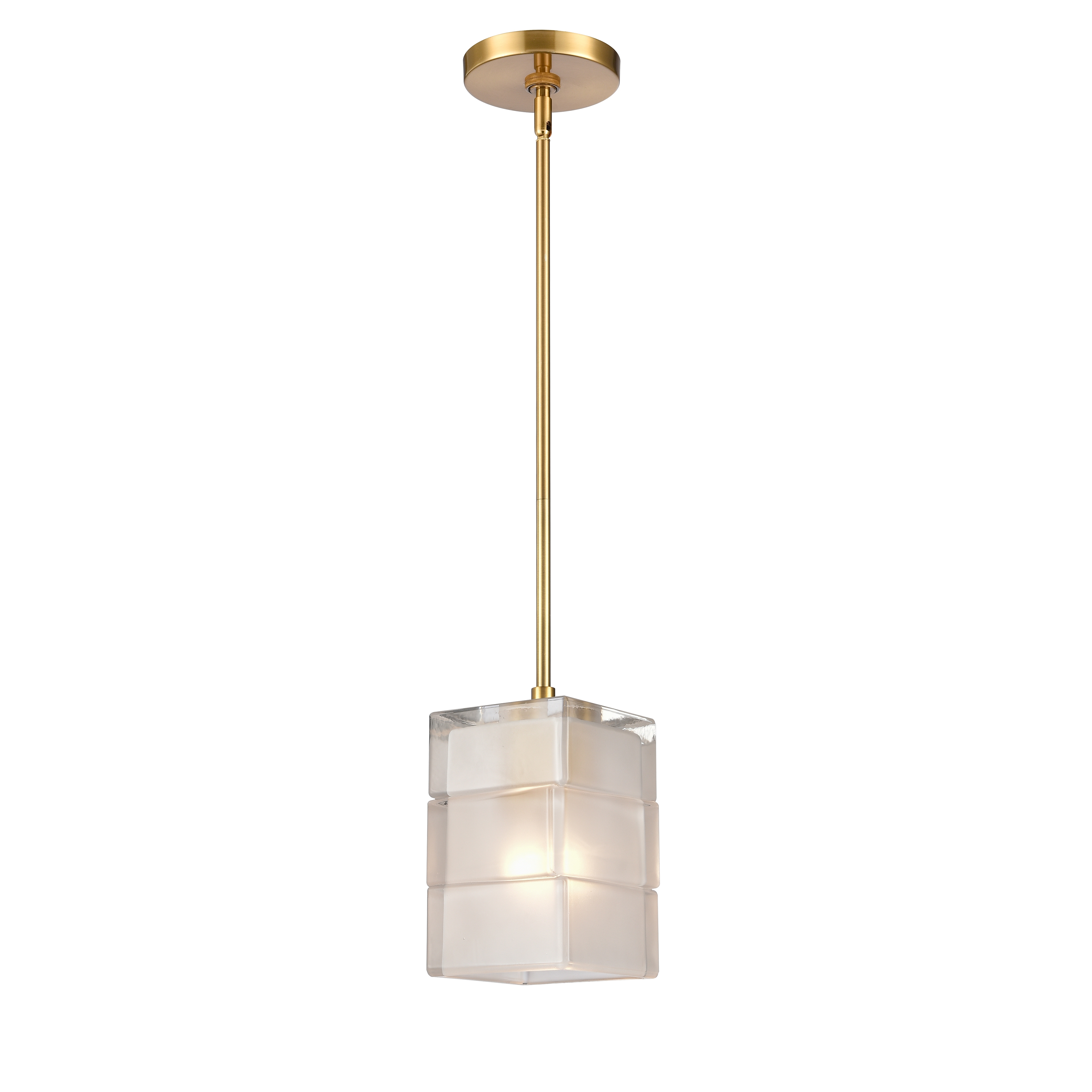 Ice Blocks 6'' Wide 1-Light Mini Pendant - Satin Brass - Image 0