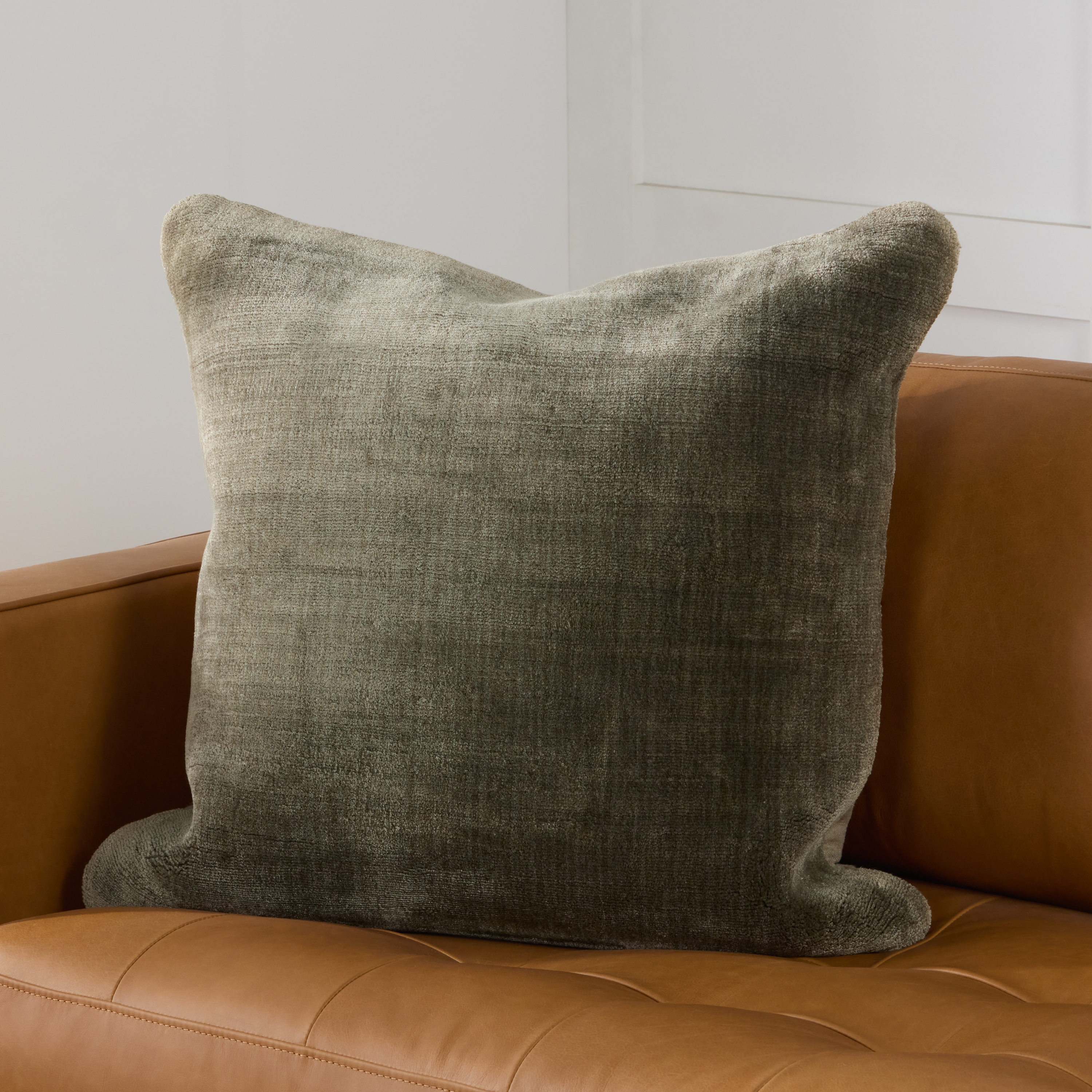 Illumine ALU03 Handmade Solid Taupe Pillow Cover (20") - Image 3