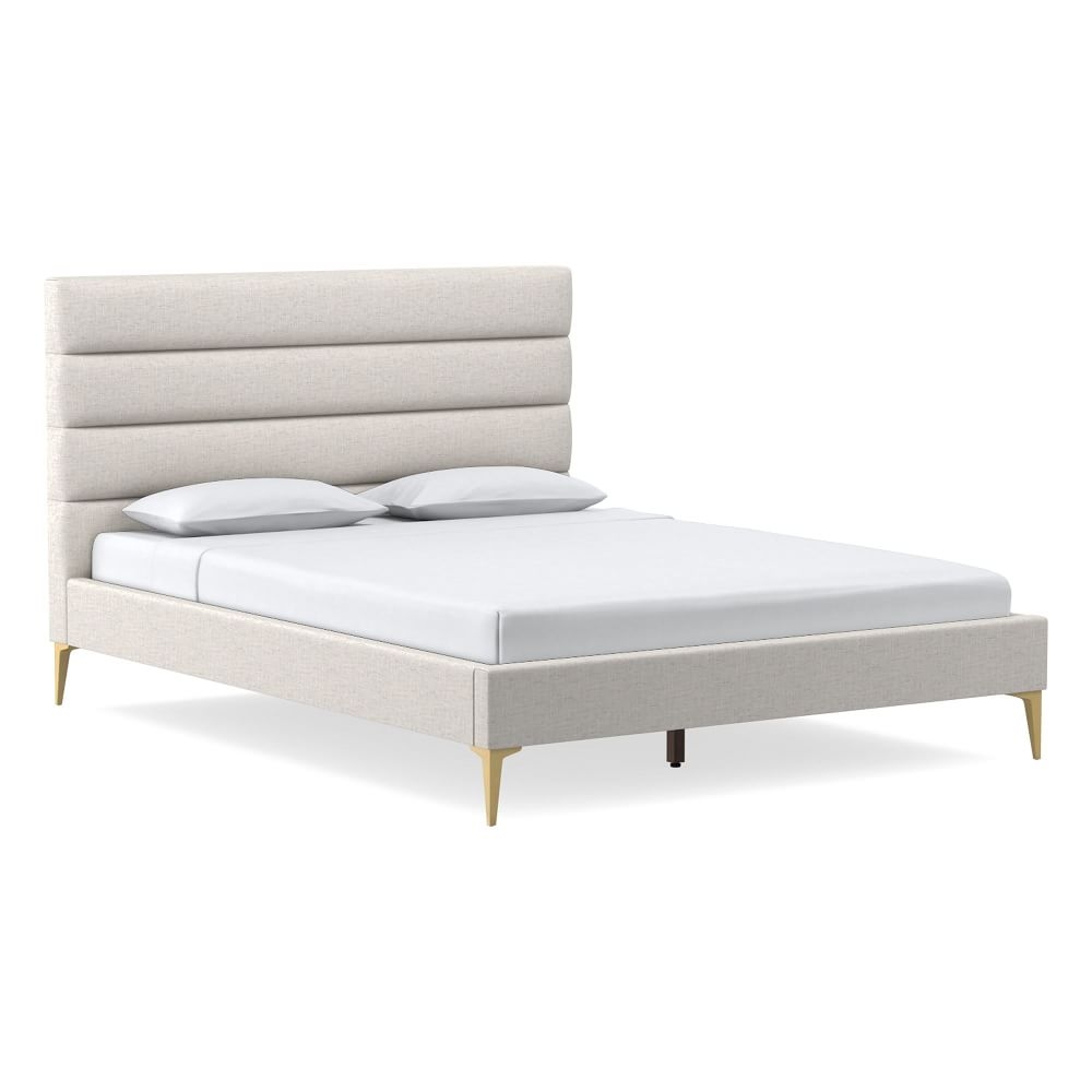 Emmett Horizontal Tufting, Bed, Twin, PCL, White, Light Bronze - Image 0