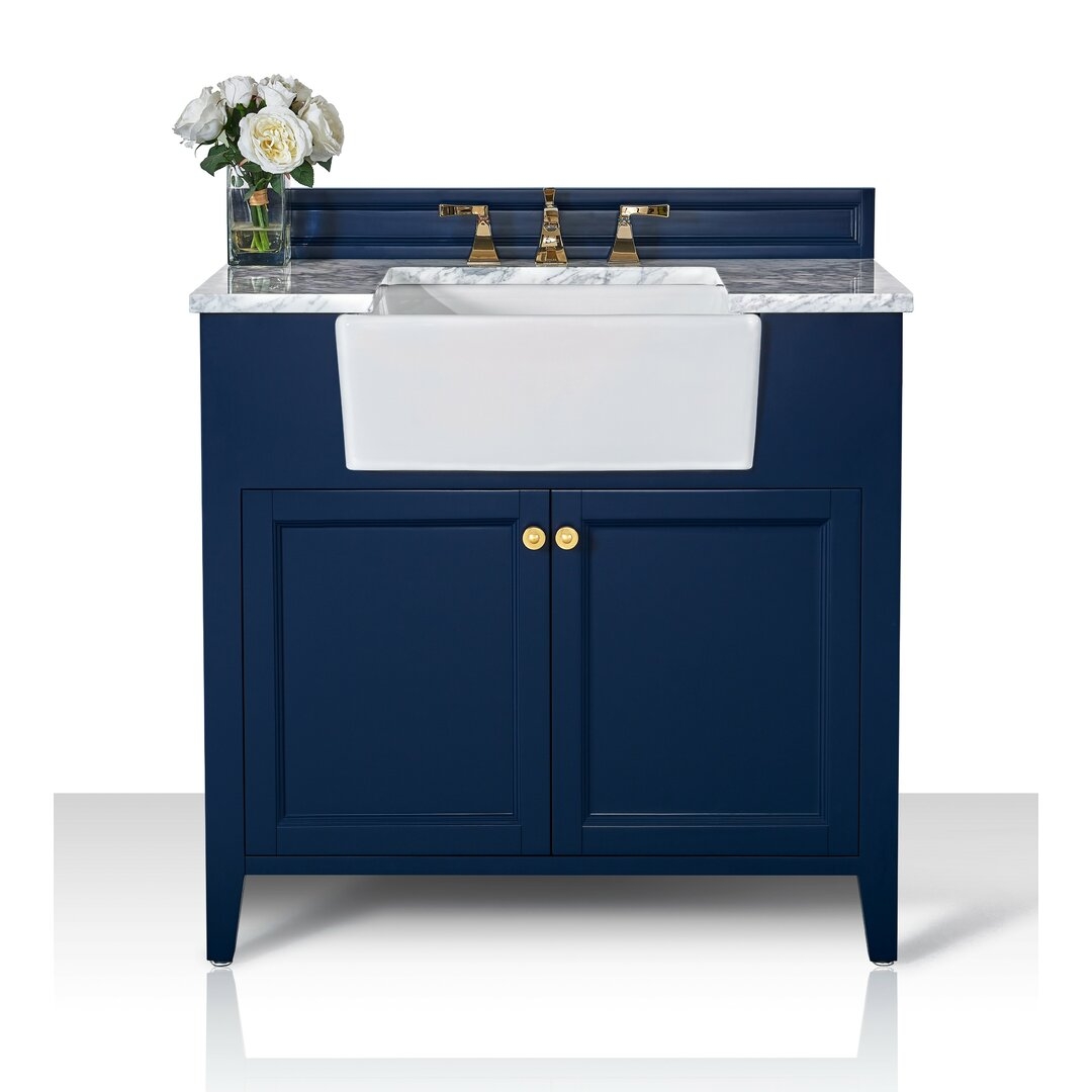 "Ancerre Designs Adeline 36 in. Vanity Set in White with Gold Hardware" - Image 0