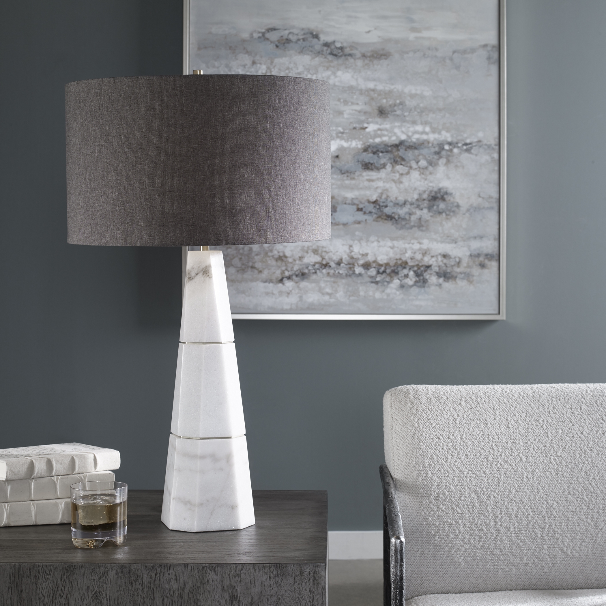 Citadel White Marble Table Lamp - Image 3