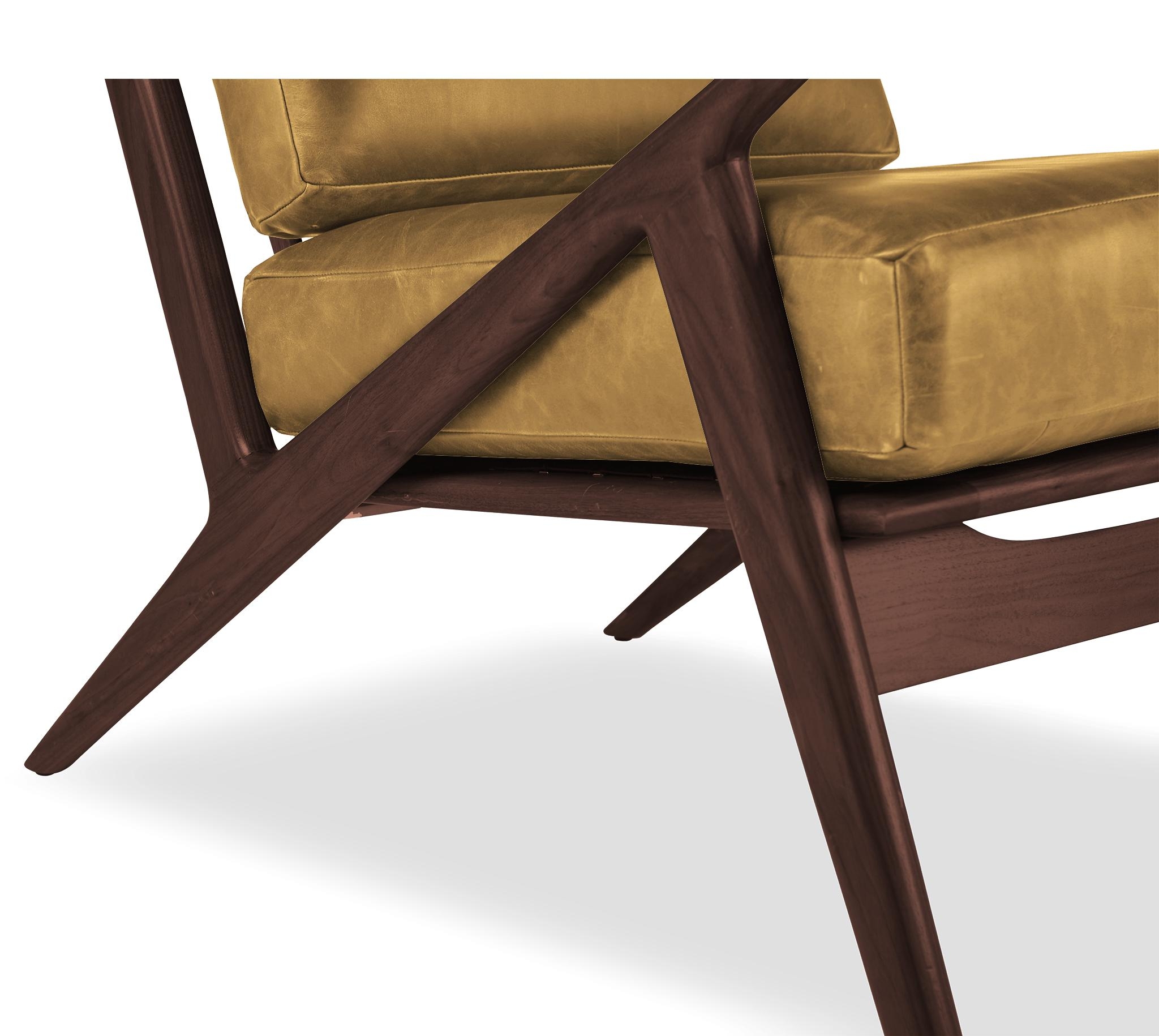 Brown Soto Mid Century Modern Leather Chair - Colonade Sycamore - Walnut - Image 4