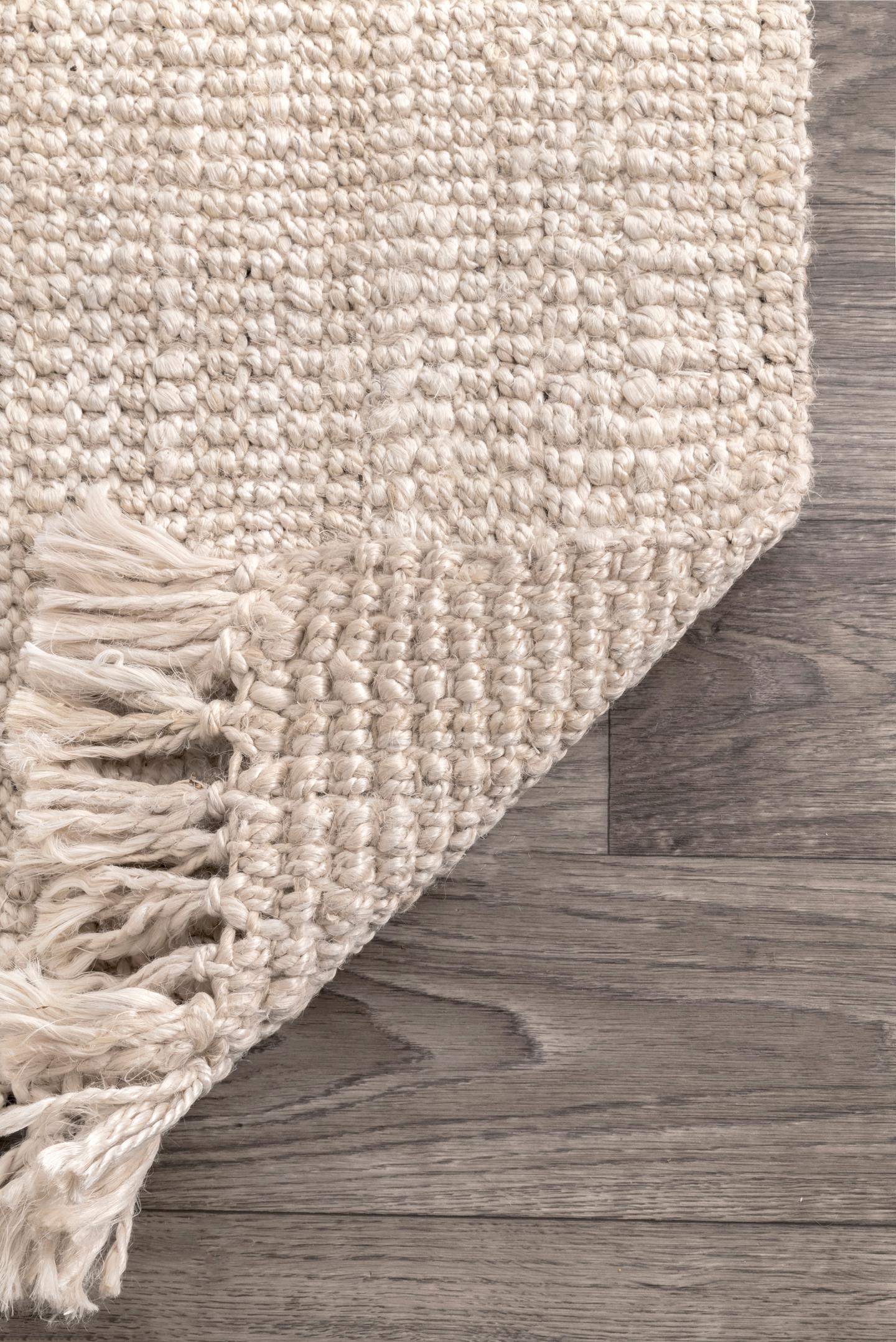 Hand Woven Chunky Loop Jute Area Rug, 9'6" x 11'6", Off White - Image 2