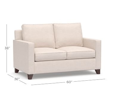 Cameron Square Arm Upholstered Loveseat 60", Polyester Wrapped Cushions, Performance Brushed Basketweave Chambray - Image 1