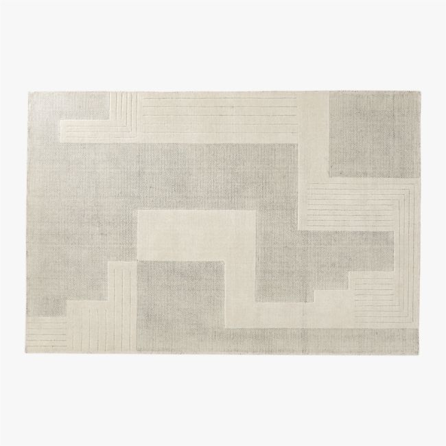 Larso Hand-Tufted White Wool-Blend Area Rug 6'x9' - Image 0