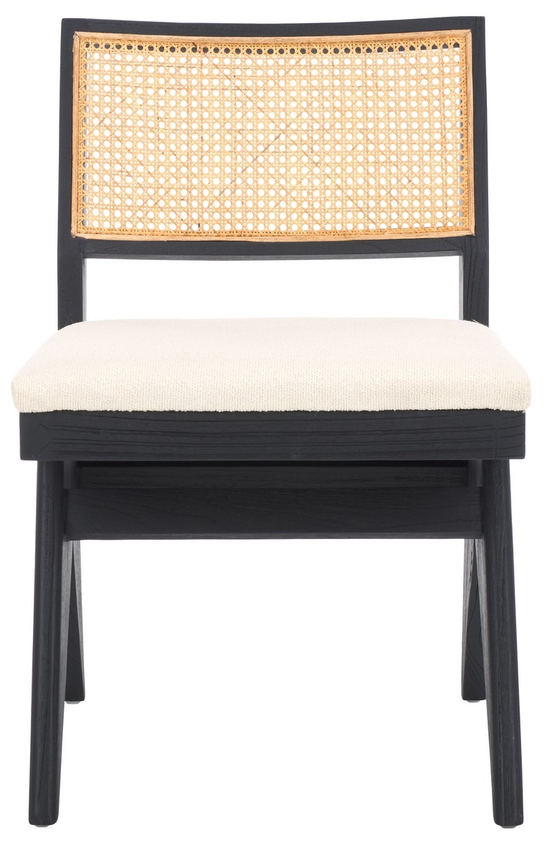 Jaqueline Rattan Back Chair - Beige / Black - Image 0