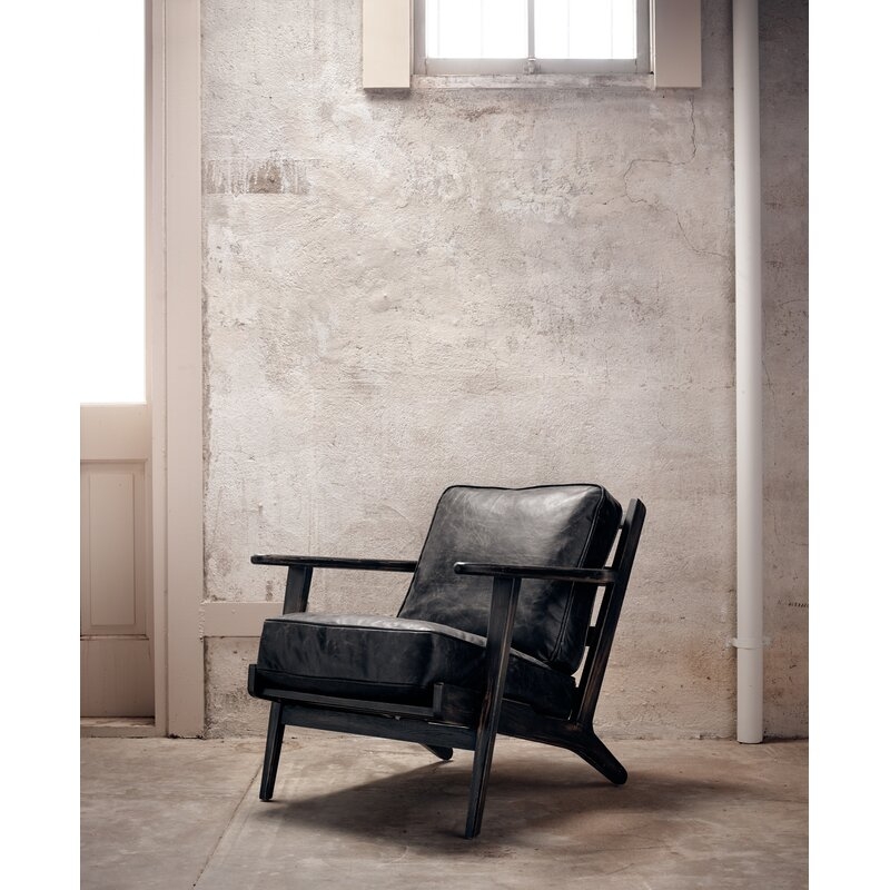 Four Hands Brooks 21.5" Armchair Fabric: Rialto Ebony, Leg Color: Black Wash - Image 0