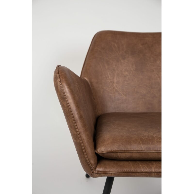 Bon 32'' Wide Armchair, Brown Faux Leather - Image 5