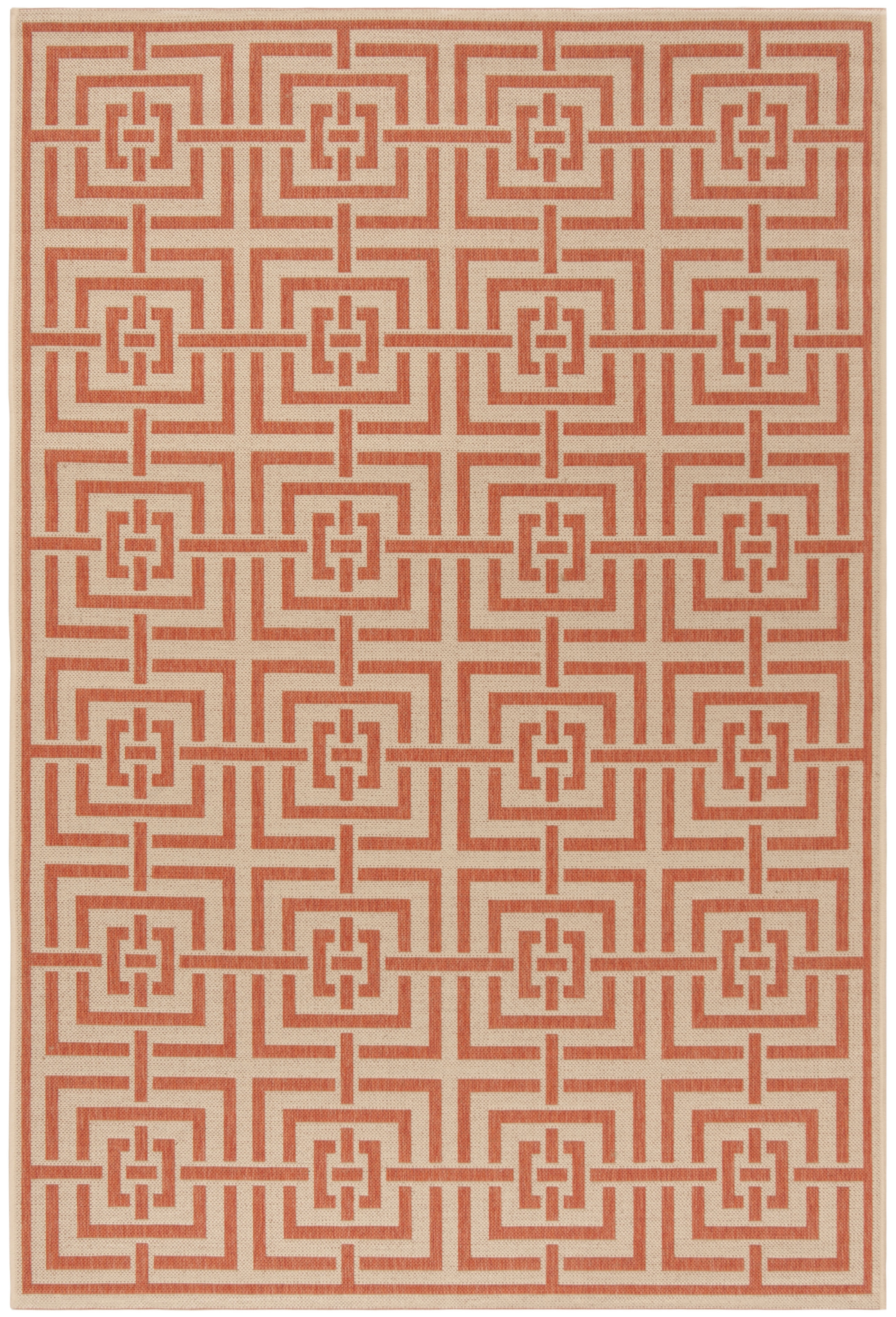 Arlo Home Indoor/Outdoor Woven Area Rug, LND128R, Cream/Rust,  5' 1" X 7' 6" - Image 0