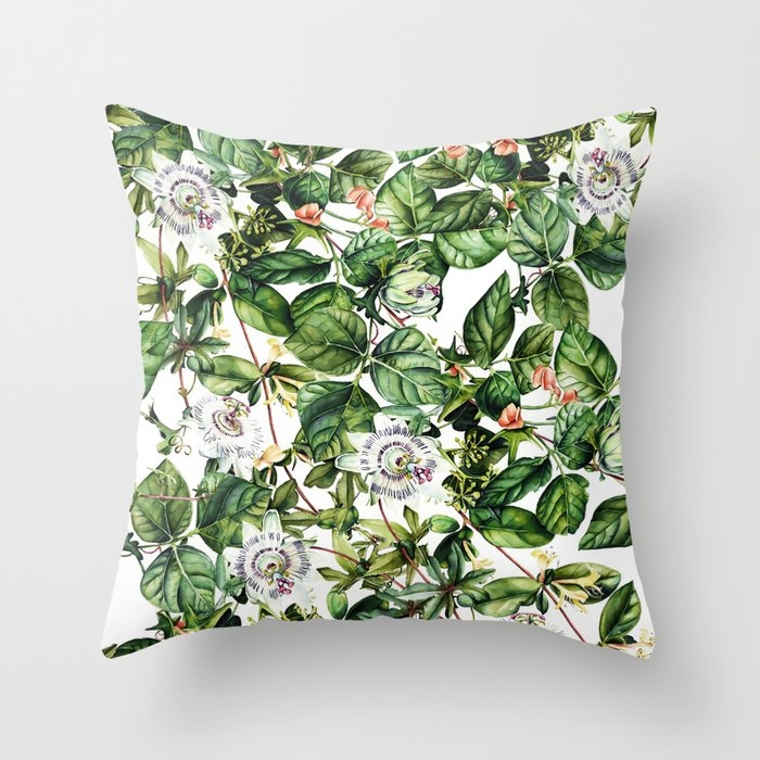 Botanical Leaf Throw Pillow by Burcu Korkmazyurek - Cover (16" x 16") With Pillow Insert - Indoor Pillow - Image 0
