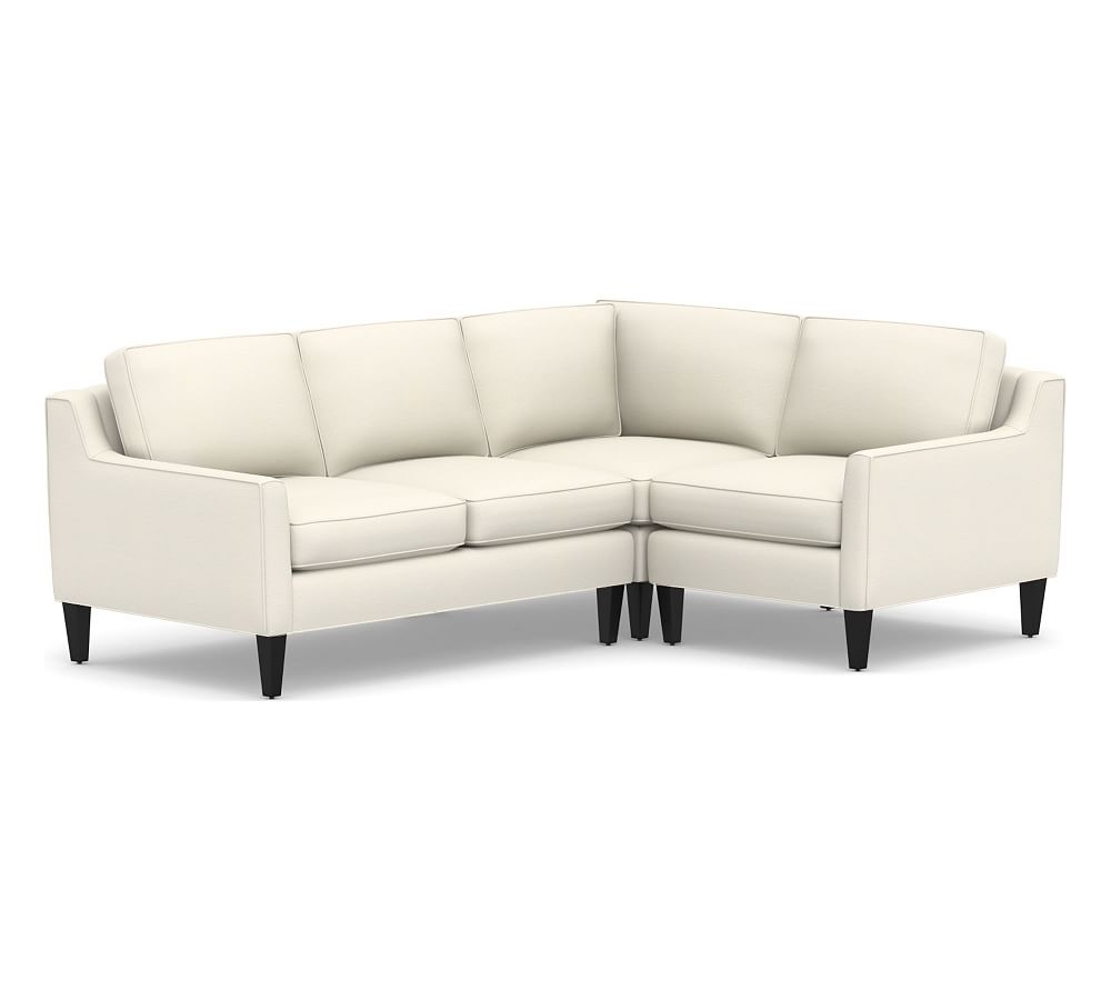 Beverly Upholstered Left Arm 3-Piece Corner Sectional, Polyester Wrapped Cushions, Textured Twill Ivory - Image 0