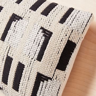 Abstract Windowsill Pillow Cover, Set of 2, Black and Stone White, 12"x21" - Image 1