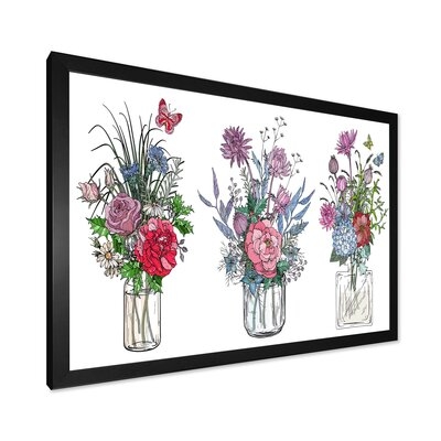 Bouquets Of Wildflowers In Transparent Vases I - Farmhouse Canvas Wall Art Print-FDP35387 - Image 0