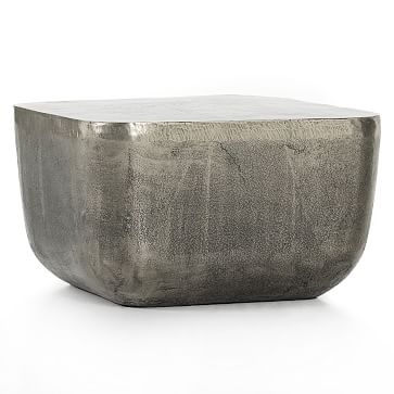 Sorrento 24.75" Outdoor Square Side Table, Aged Gray - Image 1