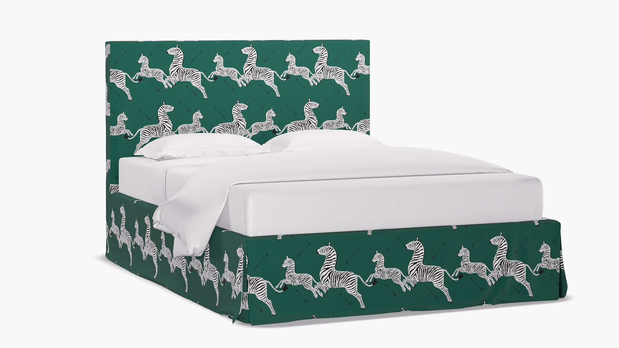 Slipcovered Bed, Emerald Zebra, Full - Image 1