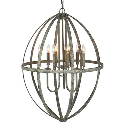 Jessica's 9 - Light Unique Geometric Chandelier with Wrought Iron Accents - Image 0