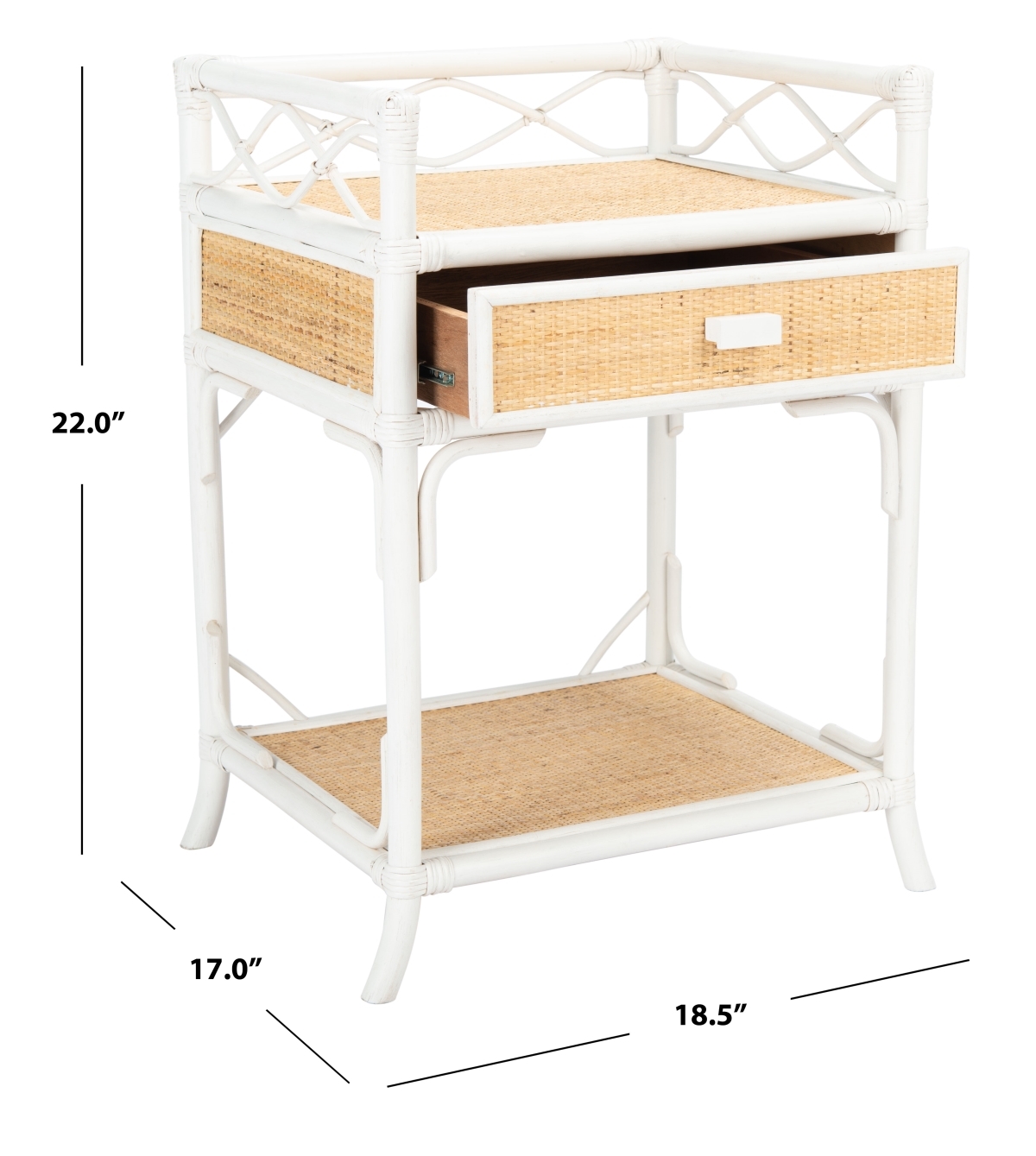 Rumi 1 Drawer 1 Shelf Nightstand - White / Natural - Safavieh - Image 8