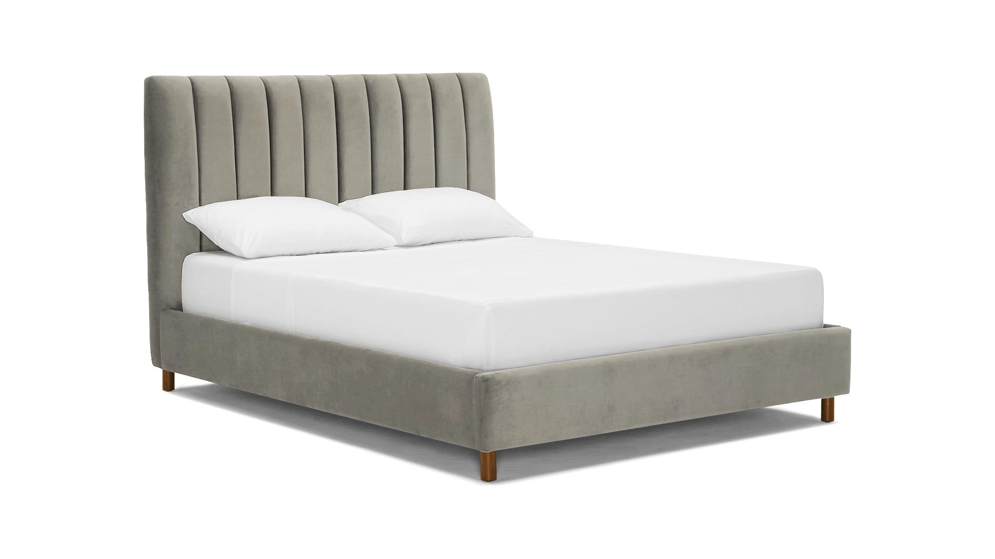 Gray Lotta Mid Century Modern Bed - Nico Ash - Mocha - Eastern King - Image 1