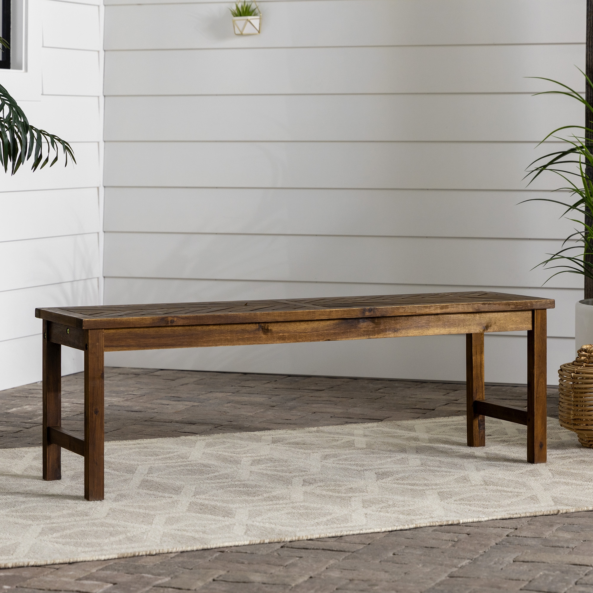 Vincent 53" Modern Patio Dining Bench - Dark Brown - Image 4