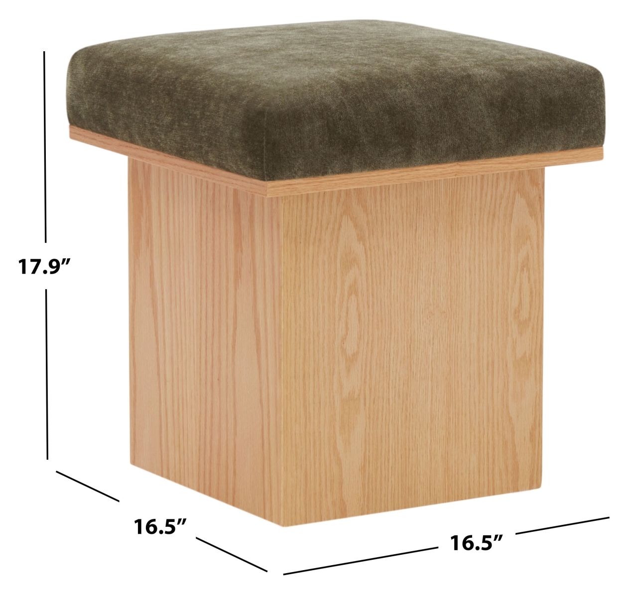 Bourke Velvet Square Ottoman - Dark Olive/Natural - Image 4