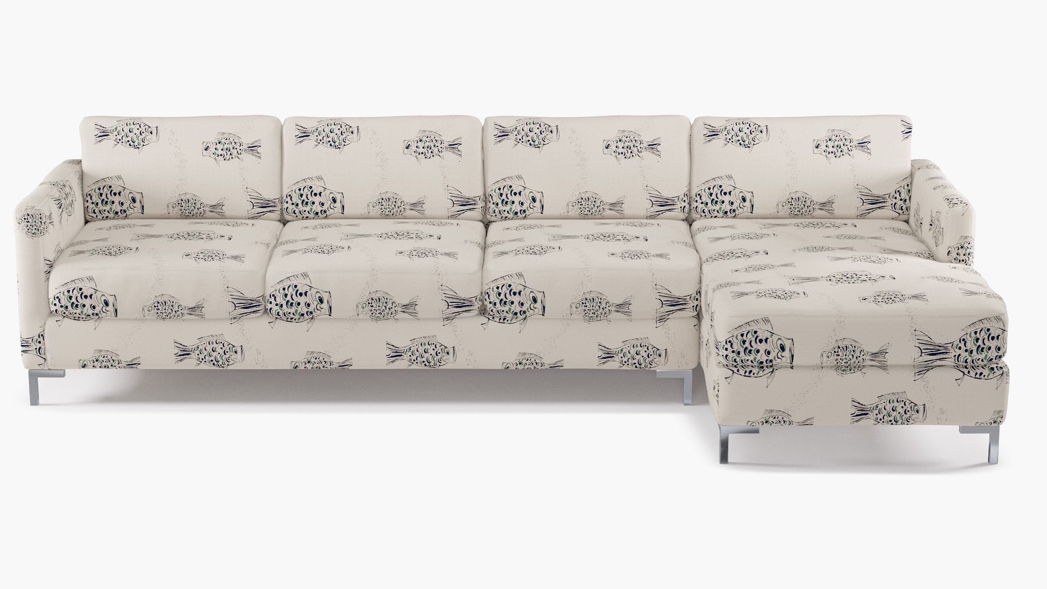 Modern Sectional, Right Facing, Canvas Sakana, Chrome L Leg - Image 0