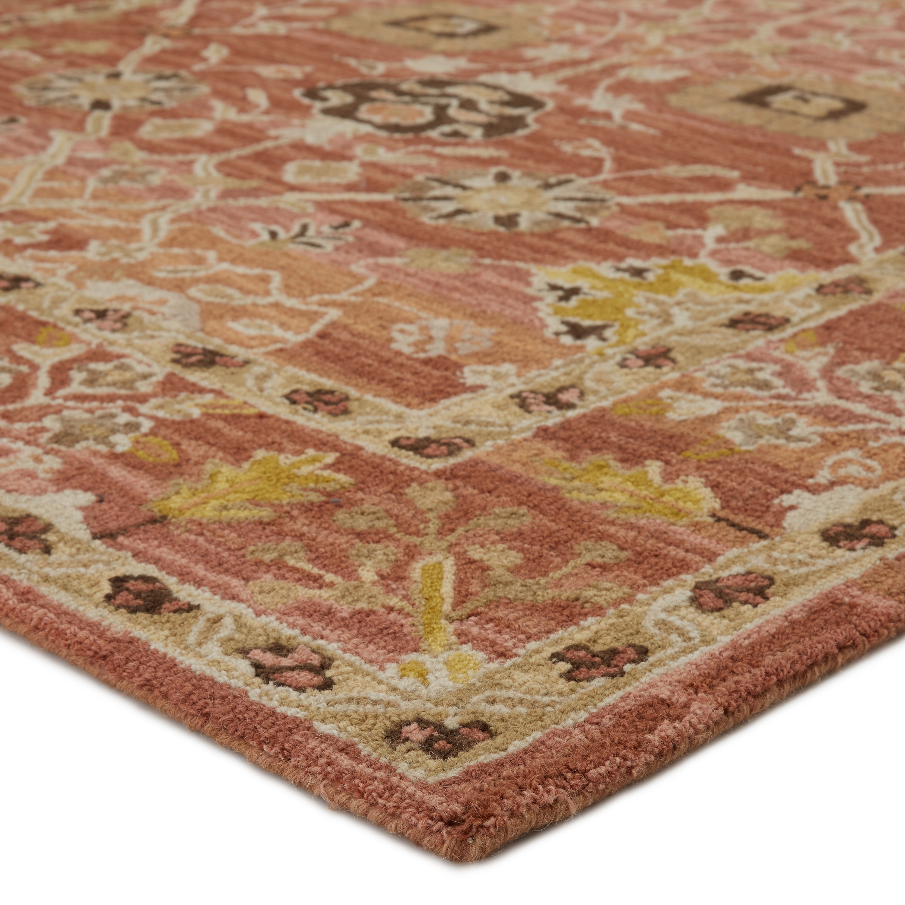 Vibe by Ahava Handmade Oriental Pink/ Gold Area Rug (9'X12') - Image 1