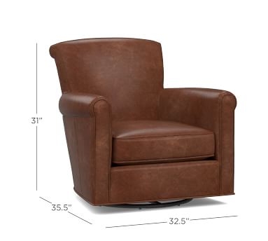 Irving Roll Arm Leather Swivel Glider, Polyester Wrapped Cushions, Vegan Java - Image 5