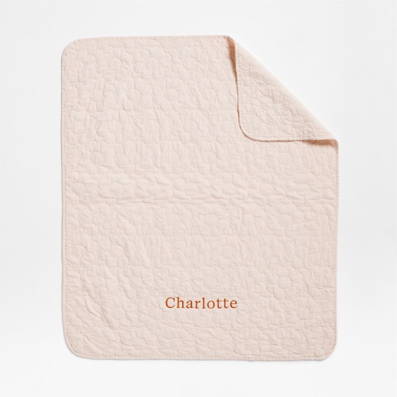 Sunwashed Shell Pink Daisy Organic Cotton Baby Crib Quilt - Image 1
