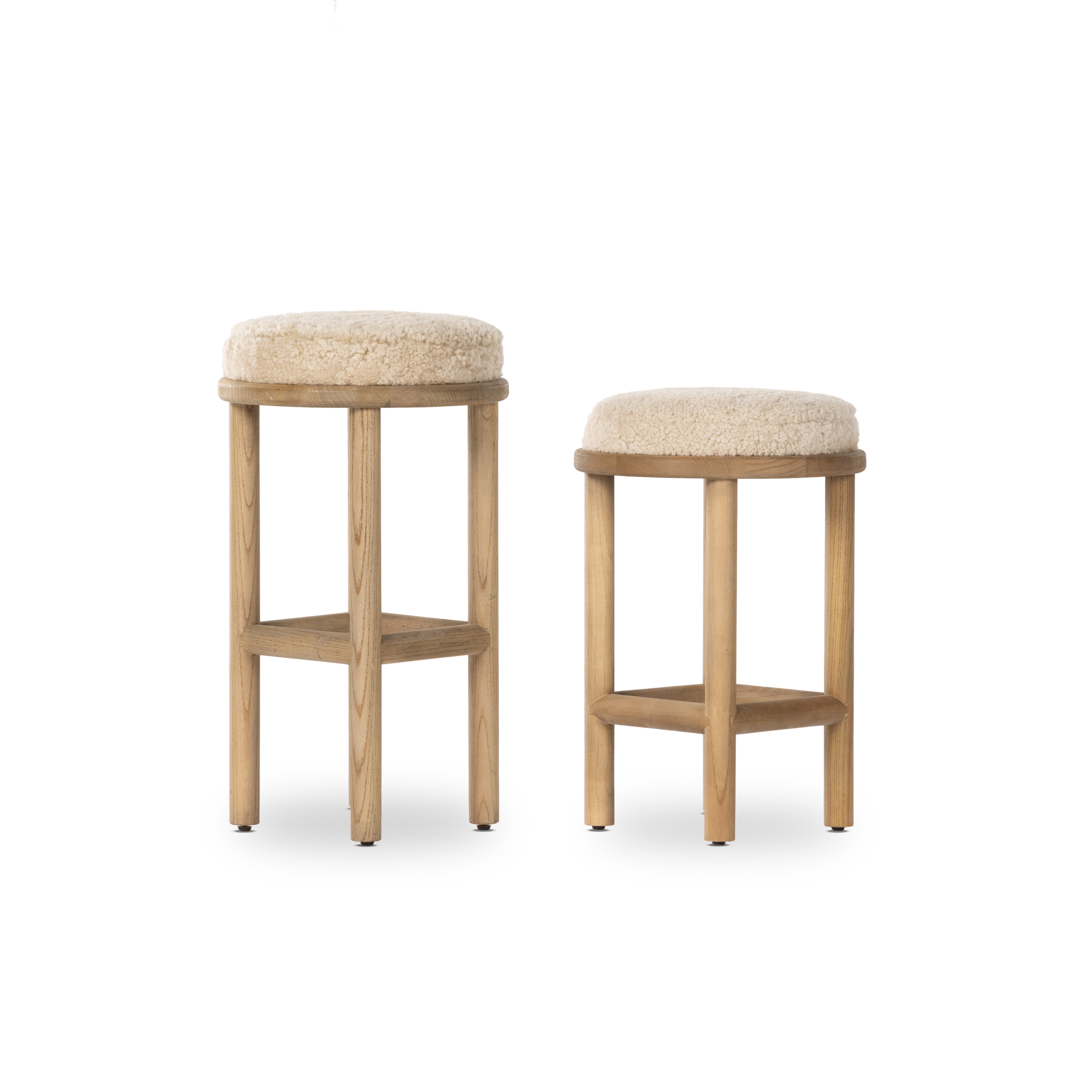 Saldino Bar + Counter Stool - Beige Shearling - Image 7
