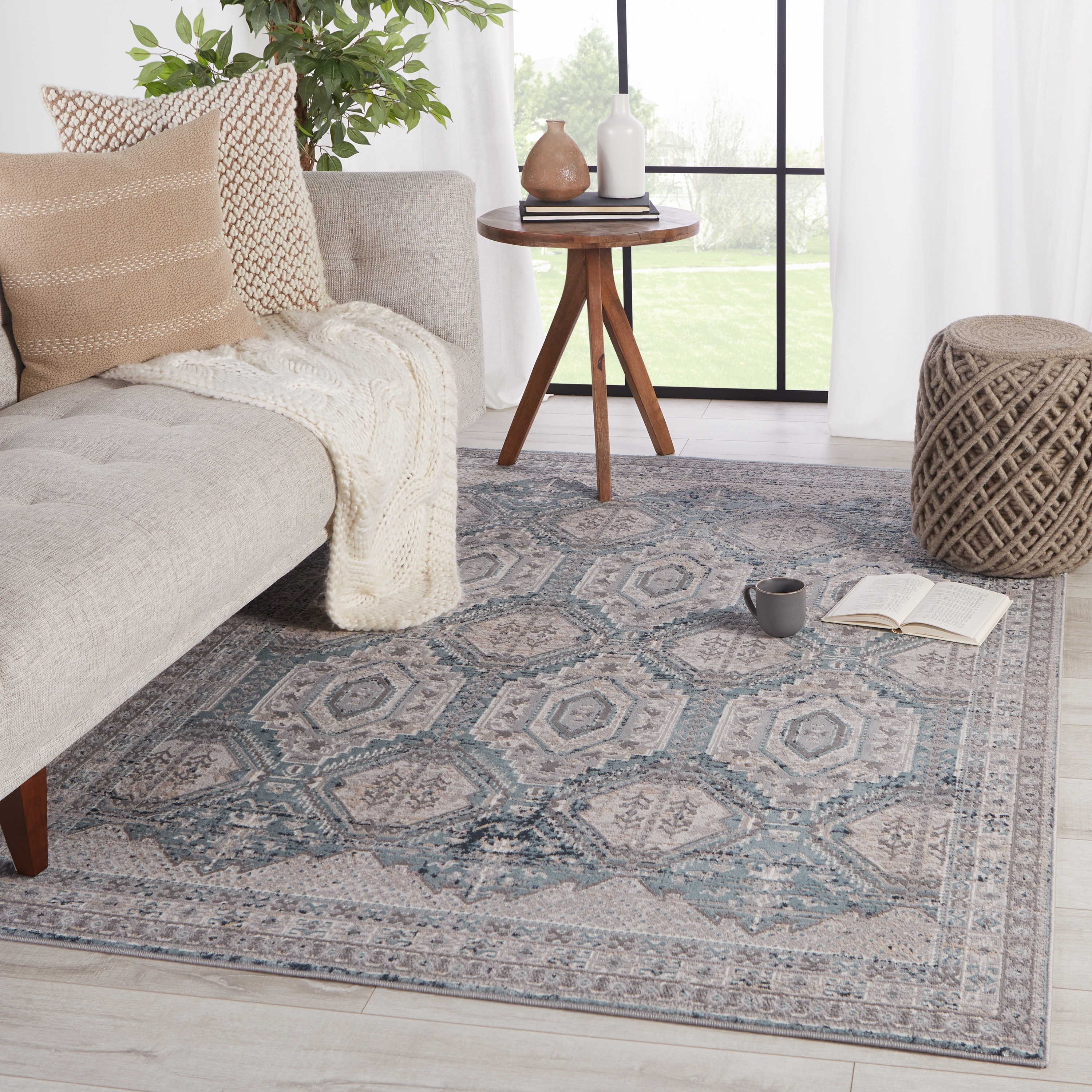 Vibe by Cabazon Trellis Gray/ Blue Area Rug (9'X13') - Image 4