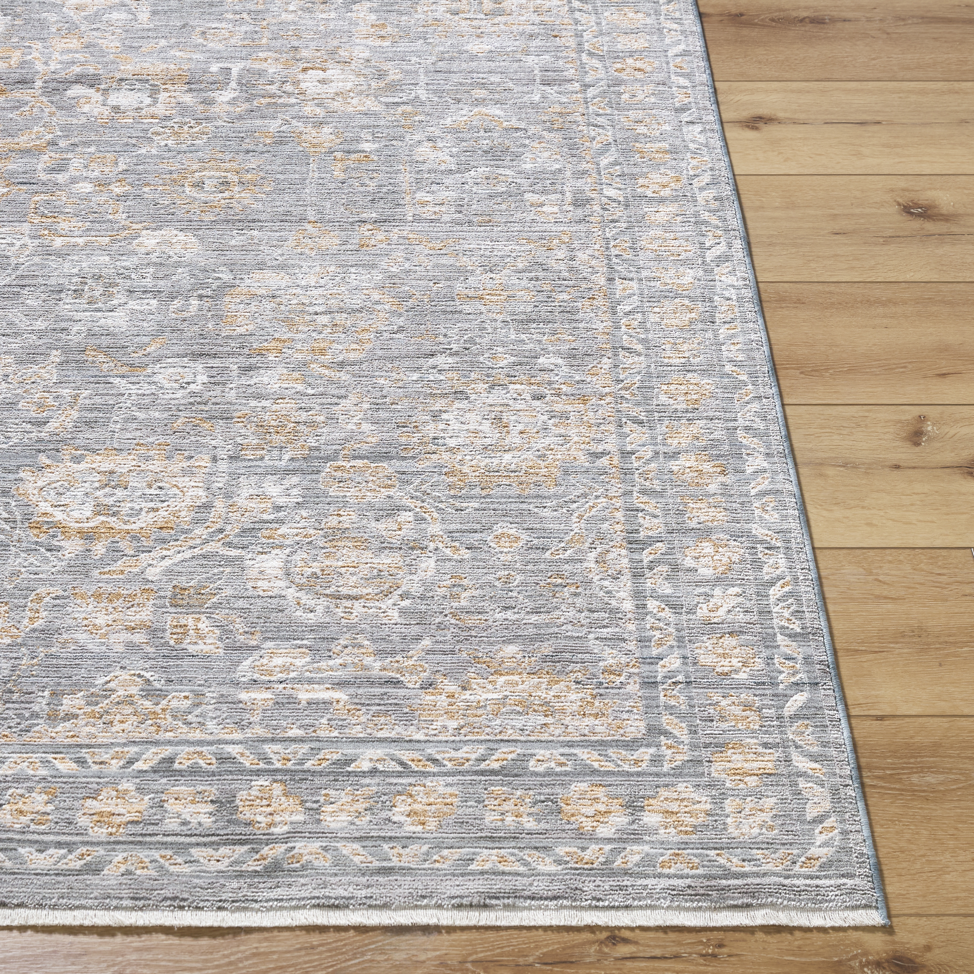 Chapel Hill Gray Indoor 5'3" x 7' Machine Woven Rug - Image 1