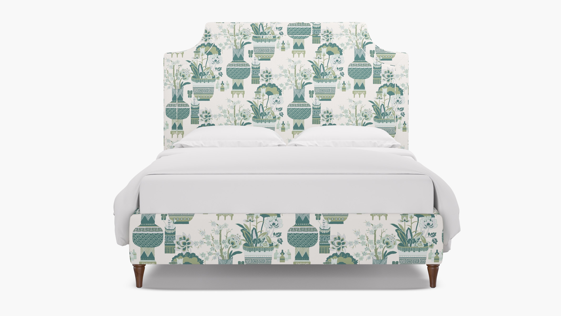 Deco Bed, Pistachio Kan-Shie, Walnut Decorative Tapered Leg, Twin - Image 0