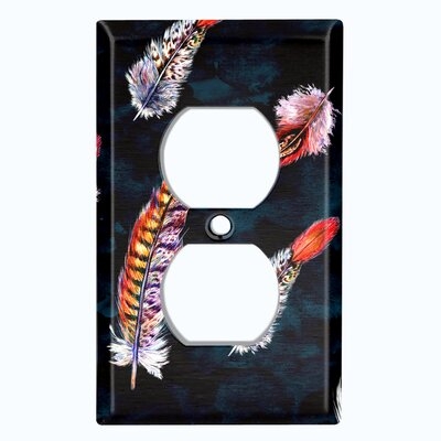 Metal Light Switch Plate Outlet Cover (Dream Feathers Black  - Single Duplex) - Image 0