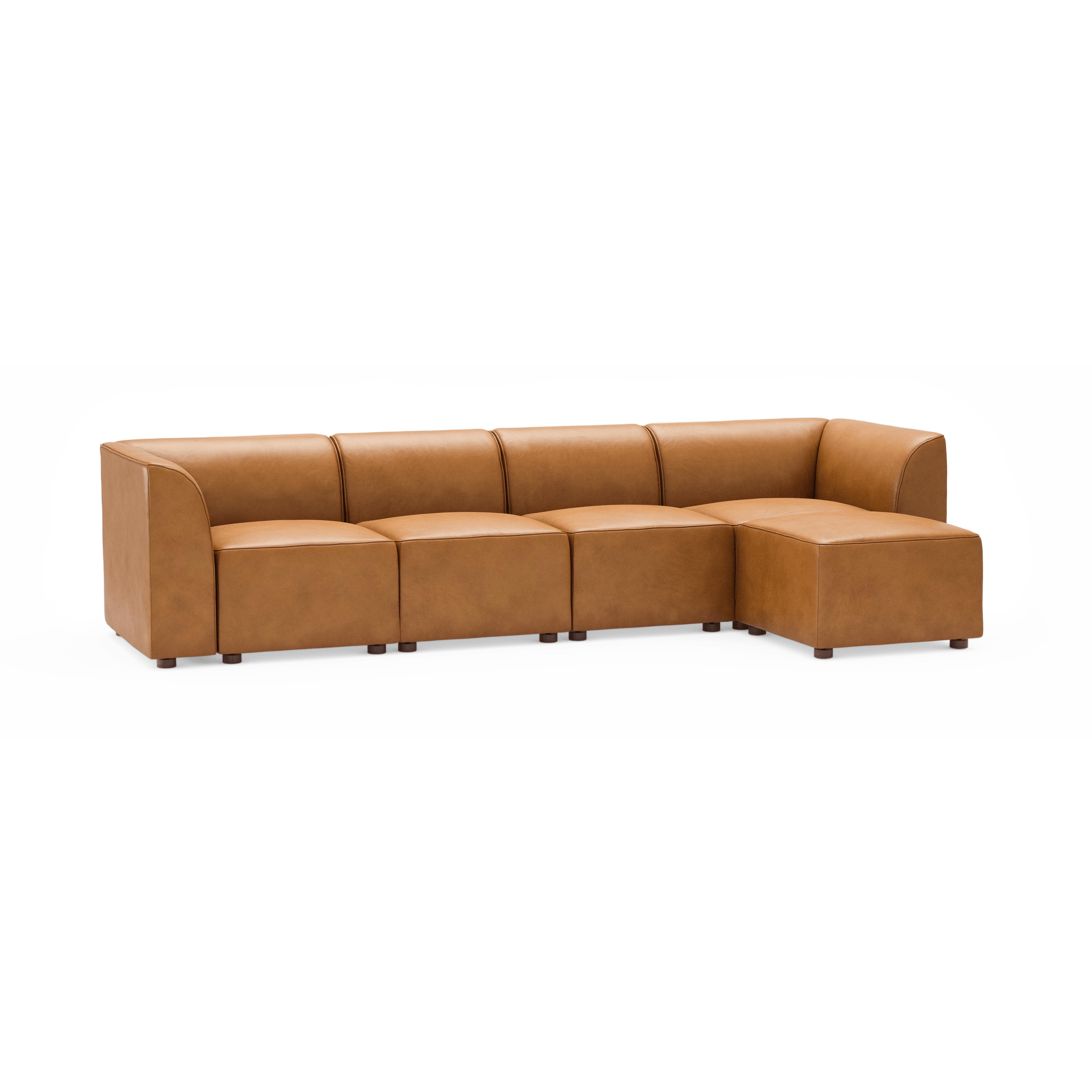 Mambo 5-Piece Sectional Lounger - Camel - Top Grain Leather / High - Image 0