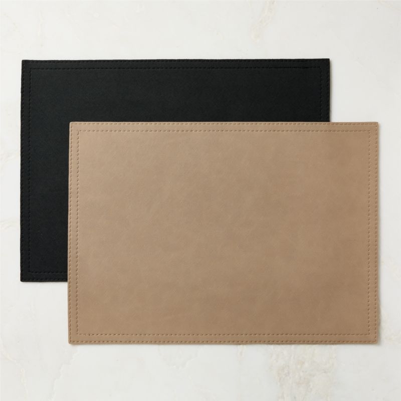 Saffiano Taupe Faux Leather Placemat - Image 1
