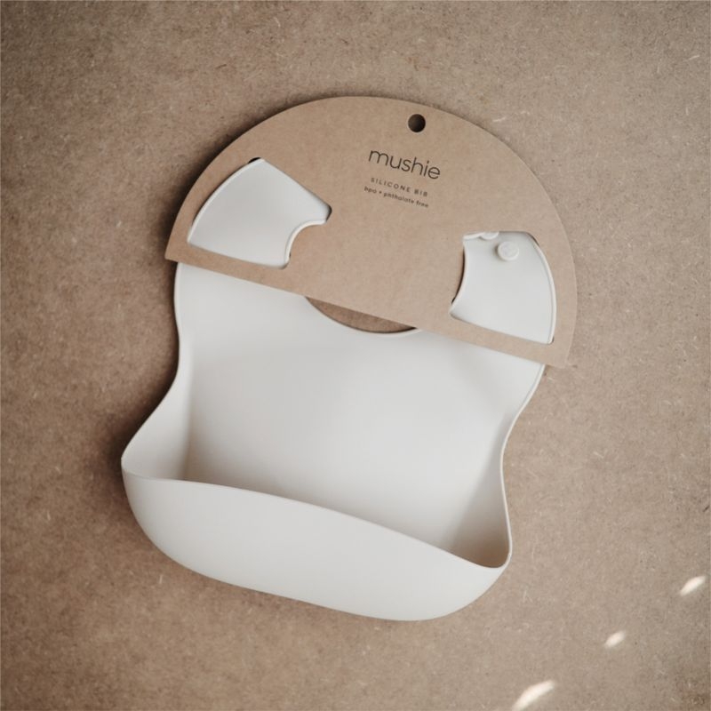 Mushie Tan Silicone Baby Bib - Image 5