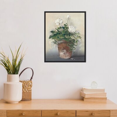 Pot Of White Geraniums By Carol Rowan Framed Canvas Art - Image 0