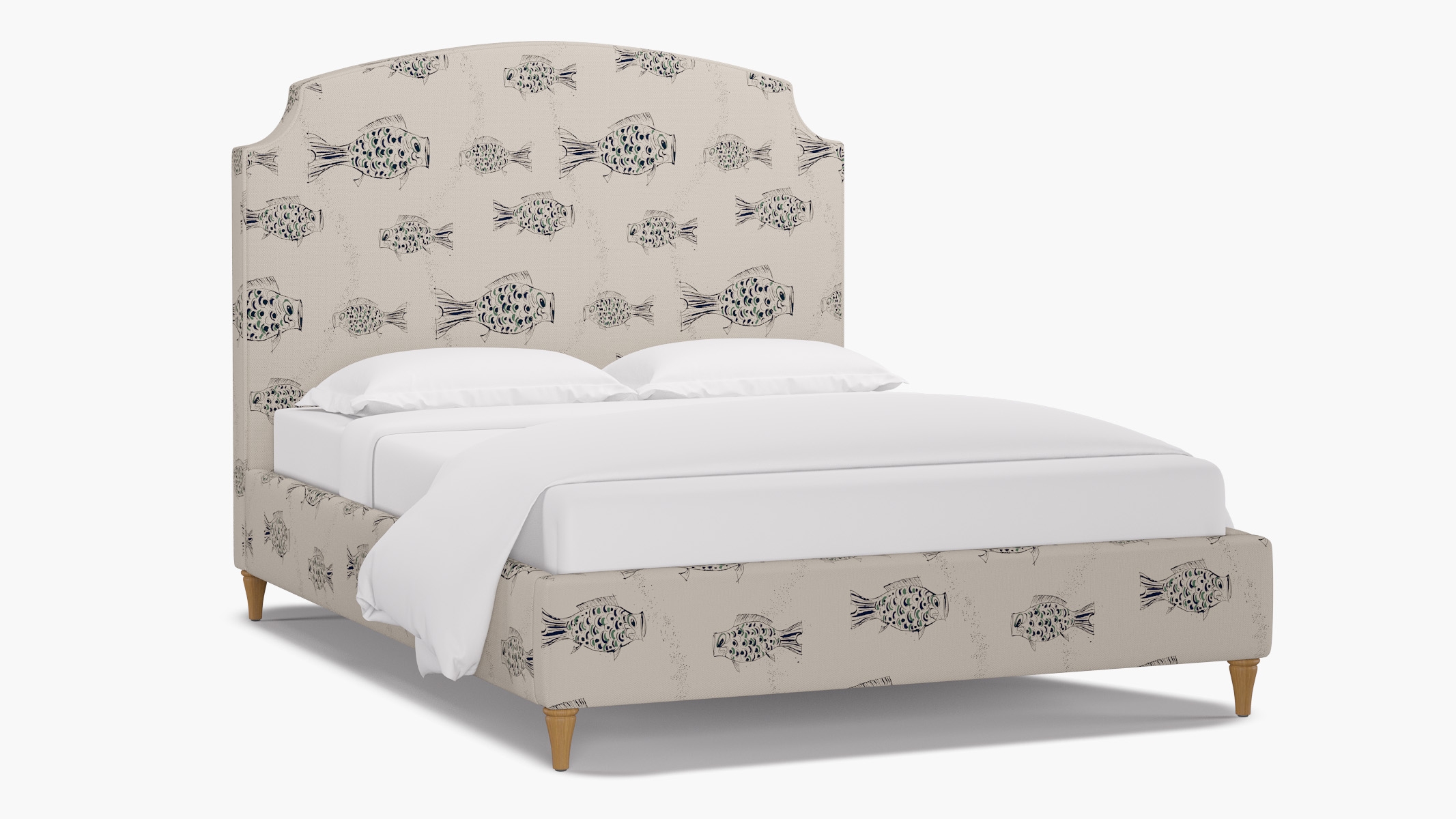 Cove Bed, Canvas Sakana, Natural Decorative Tapered Leg, Queen - Image 1