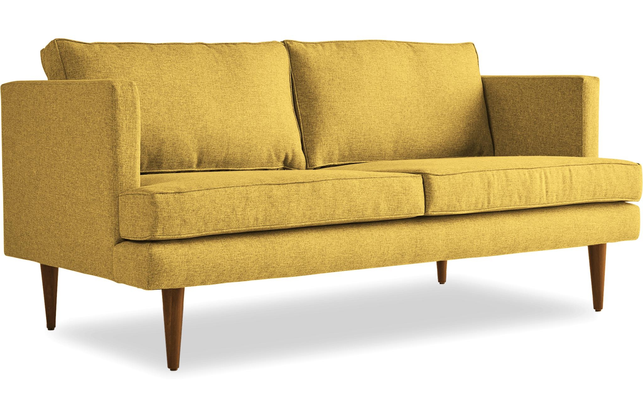 Yellow Preston Mid Century Modern 68" Sofa - Bentley Daisey - Mocha - Image 1