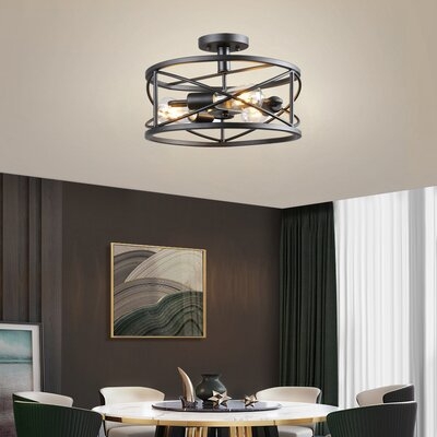 Retro Industrial Style Flush Mount Cage Ceiling Light - Image 0