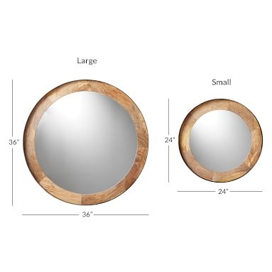 Round Wood and Metal Wall Mirror, Wood/Metal, Large - Image 5