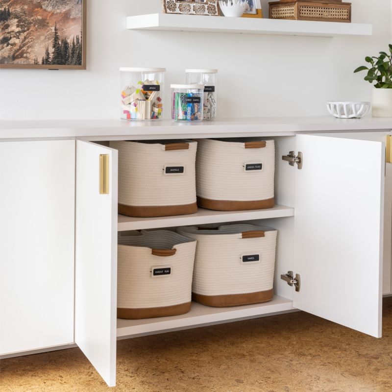 NeatMethod Vegan Bone White Leather Rope Storage Bin - Image 3