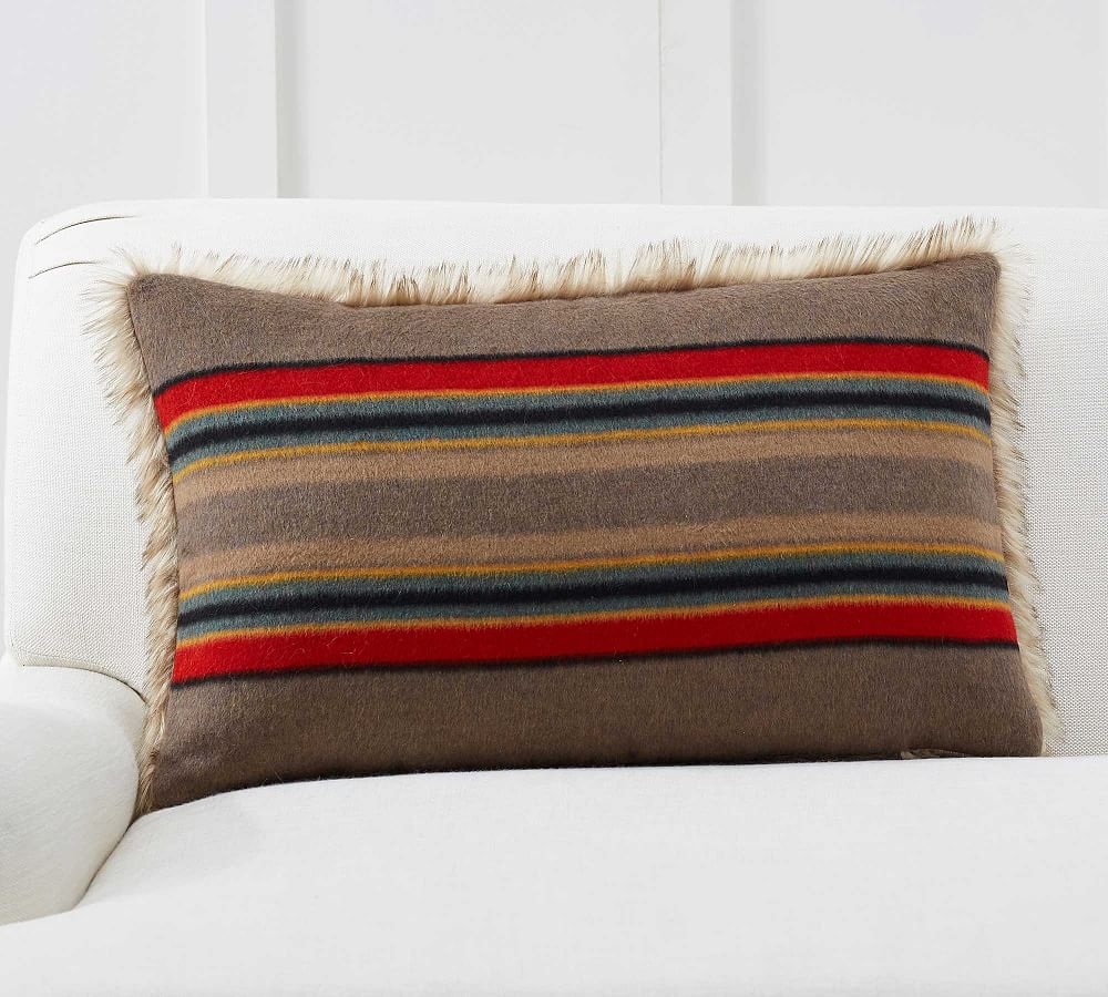 Pendleton Yakima Stripe Lumbar Pillow Cover, 16 x 26", Umber Multi - Image 0