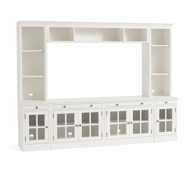 Livingston 7-Piece Entertainment Center with Glass Cabinets, Montauk White, 140" - Image 3